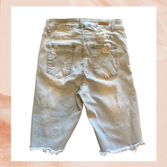 Vince Blue Co. Light Wash Distressed Bermuda Shorts - Picture 3 of 4